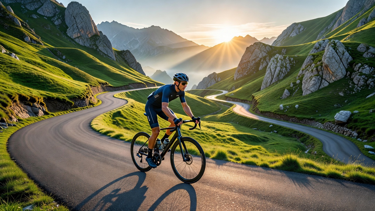 Ciclista en los Pirineos